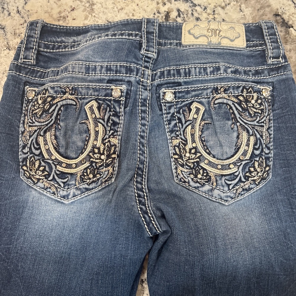 Miss Me Jeans Chloe Boot Women's 26 Distressed Horseshoe Bling Cowgirl Rodeo Y2K